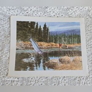 Beechum Nature Wall Art Print – Vintage Lithograph Landscape 14"x11"